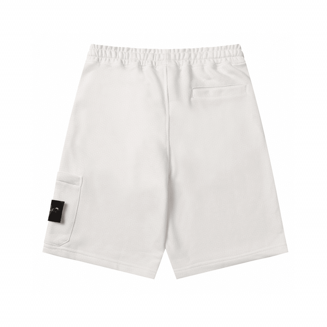 Stone" Monogram Shorts White
